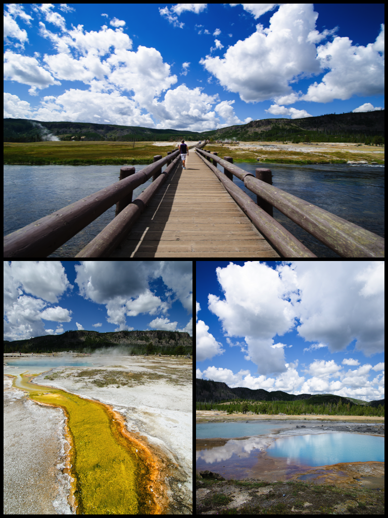 black sand basin with black opal spring bottom right